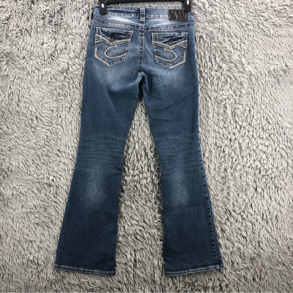 Silver Jeans Womens Suki Mid Bootcut Size 29 Jeans Whiskered Blue